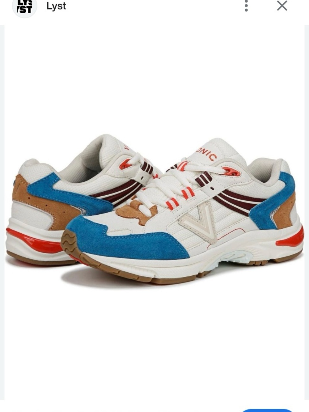 Vionic Women’s Wide Fit 23Walk 2.0 Arch Support Trainers Blue, White,Orange Sz 9